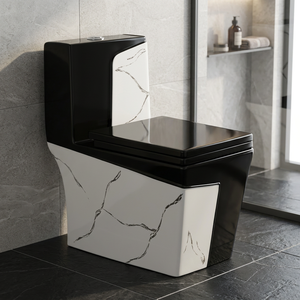 WC monobloc en céramique bleue Vistaar avec siphon en P, chasse d'eau par le sol, toilettes à poser au sol, vente en gros - Product Image 4