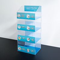 Support d'affichage de comptoir en acrylique à 4 niveaux pour accessoires de téléphonie mobile, chargeurs, câbles et écouteurs – Prix usine