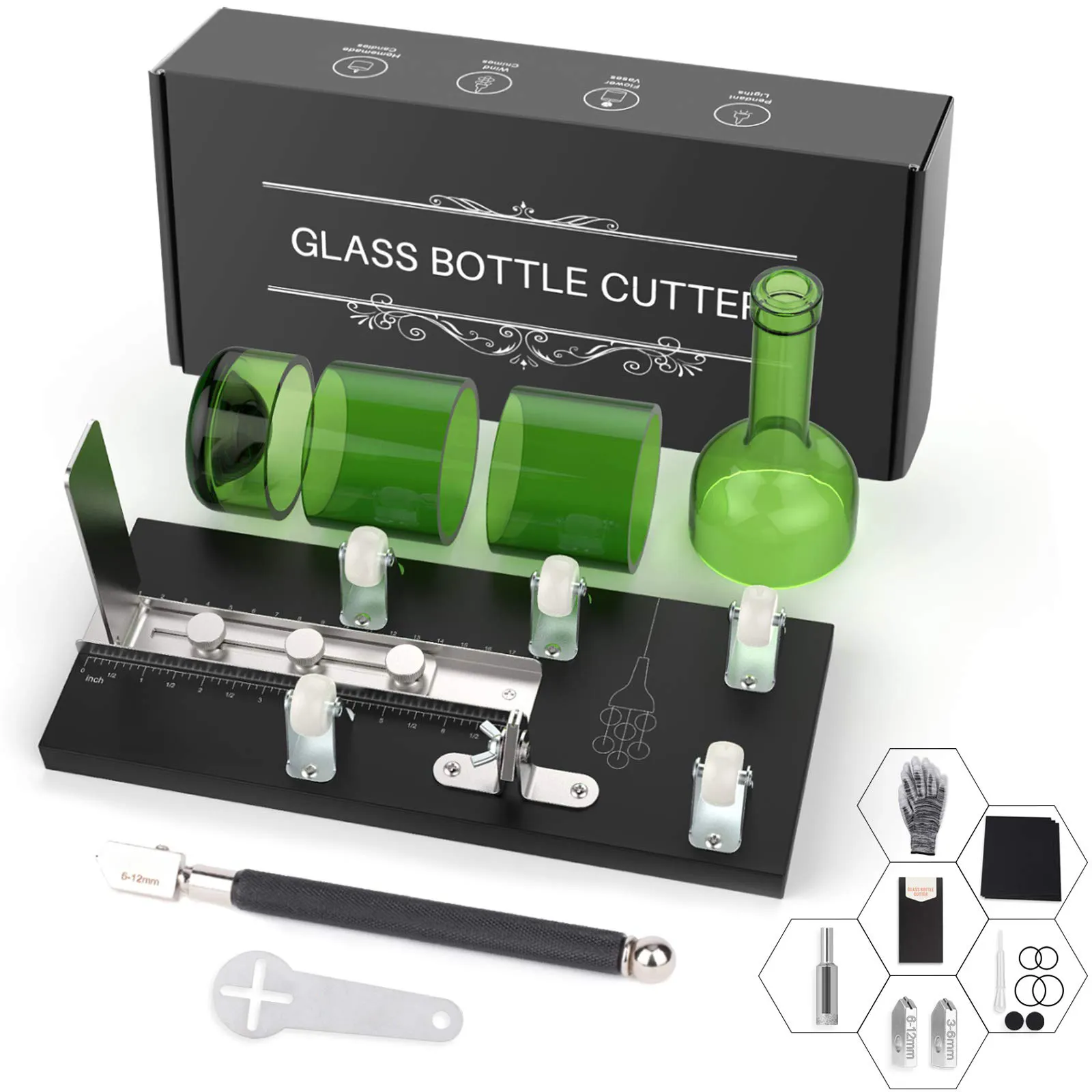 Glass Bottle Cutter DIY Machine for Cutting Wine Beer or Soda Round Bottles Mason Jars Perfect Score Bottle Cutter