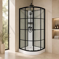 Cabine de douche quadrant à cadre chromé, verre trempé transparent et panneau de douche multi-jets, directement de l'usine, pour salle de bain principale