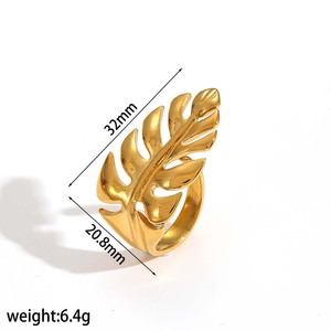 Floral Leaf <b>Titanium</b> Steel <b>Ring</b> For Women Pearl Inlay Geometric Design Everyday Wear Jewelry - Product Image 5