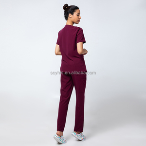 Set Medico da Donna YH <span class=keywords><strong>in</strong></span> 2 Pezzi, Divisa Elasticizzata con Pantaloni Jogger, Tessuto Intrecciato per Dentisti, Infermieri e Personale Ospedaliero - Product Image 4