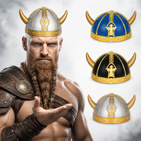 Nouveau Casque Viking en Corne Électroplaqué en Plastique – Chapeau de Guerrier pour Fêtes, Accessoire de Déguisement pour Halloween, Carnaval et Événements Cosplay