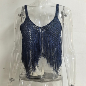 Channel 2026 – Nouveau débardeur en crochet à franges pour femme, col en V, style corset, transparent, dos nu, avec pompons, idéal pour la plage - Product Image 5
