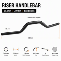 Stang Sepeda Besar 31.8 700mm 2.2mm H95 6 Derajat Center Knurled Sand Black