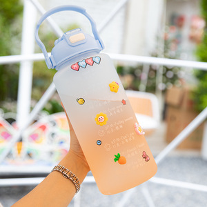 Trending Outdoor Sports Water Bottle Large Capacity Plastic <b>Cup</b> For Students Summer Use Frosted <b>Double</b> <b>Wall</b> Design - Product Image 2