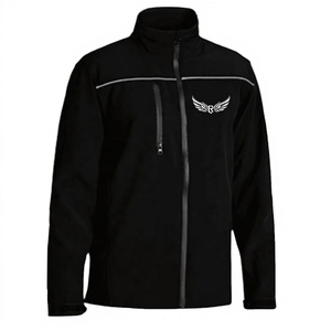 Veste en polaire noire pour homme avec logo aile, fermeture éclair sur le devant, coupe décontractée, coupe-vent, col montant, coupe régulière, pour l'automne - Product Image 1