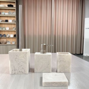 Set di accessori da bagno in resina <span class=keywords><strong>elegante</strong></span> Set di quattro pezzi tra cui <span class=keywords><strong>portasapone</strong></span> e porta spazzolino da denti per la casa o l'hotel per i regali - Product Image 2
