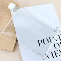 Bouteille d'eau plate carrée en plastique sans BPA, transparente, pour boissons, avec logo personnalisé, promotionnelle