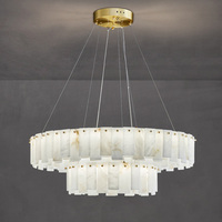 Nordique post-moderne minimaliste salon suspension en laiton hôtel villa lumière luxe espagnol naturel albâtre lustre