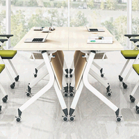 Bureau de formation pliable avec pieds en Y et roulettes à frein, plateau en mélamine pour salle de formation, vente en gros directe d'usine