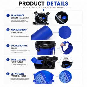 Conteneur de stockage d'aliments pour animaux de compagnie en plastique blanc avec logo personnalisé, distributeur de nourriture pour chien portable, bol pliable, utilisation promotionnelle en extérieur - Product Image 3