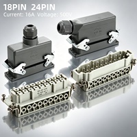Conector de Alimentación Industrial BYLJQ HE-018/HE-024 de Alta Resistencia, 18/24 Pines, 16A, 500V, con Conector de Aviación y Pernos de Fijación, IP65