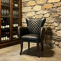 Fauteuil individuel vintage en cuir véritable huilé et ciré, haut dossier, haut de gamme, pour salle à manger, bar, club, café américain