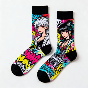 Xu Hướng Mô Hình Graffiti Tùy Chỉnh Vớ Bán Buôn Thời Trang Giản Dị Vài Crew Vớ Chống Vi Khuẩn Vớ Màu Đen Cho Mùa Thu Mùa Đông - Product Image 6