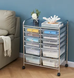 GMJ Factory sample free Furniture 12 Drawer Chrome Rolling Storage Cart Cabinets With Drawers