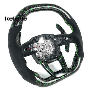 Volant en fibre de carbone forgé vert personnalisé avec manettes de vitesse pour <span class=keywords><strong>Audi</strong></span> Q3 Q4 Q5 Q7 Q8 R6 R8 S3 S4 S5 RS3 <span class=keywords><strong>RS5</strong></span> - Product Image 4