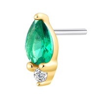Piercing Stories 14k Solid Gold Pear Cut Stone Threadless Tops Piercing Jewelry