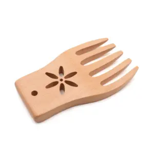 Servidor de salada de madeira de bambu para servir mãos, garras, conjunto elegante de servidor de salada para misturar, lançar e cozinhar