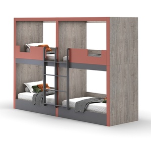 Lit superposé double moderne avec toboggan, lit capsule en bois pour dortoirs d'étudiants, auberges, hôtels, écoles, hôpitaux - Product Image 3