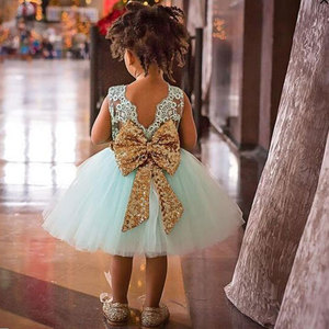 Ivy10090A Hot Sale Kids Girls <b>Big</b> <b>Bow</b> Design Party Dress Baby Girls Birthday Dress Fancy Lace Frocks - Product Image 5