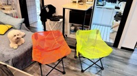 Chaise pliante d'extérieur portable avec dossier en maille respirante en forme de lune pour la plage, la pêche et la peinture artistique – Mobilier d'extérieur