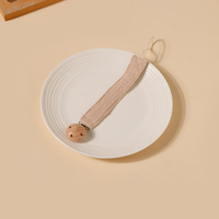 Attache-tétine en coton pour nouveau-né, tressée à la main, avec anneau de dentition en bois de hêtre, support de tétine, cadeaux de naissance, chaîne de tétine