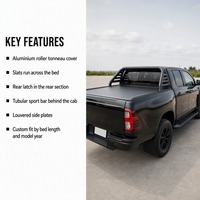Couverture de benne rétractable OEM pour camion, couvercle de benne rigide noir mat, poignée intégrée, compatible barre de sport, faible MOQ
