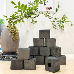 Maceta de Bloques de Carbón Negro, Cubo de Piedra Decorativo con Drenaje para Raíces de Plantas de Interior - Product Image 2