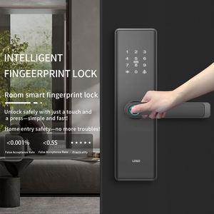 قفل باب ذكي أسود يعمل ببصمة الإصبع وبطاقة الهوية وكلمة المرور وتقنية <span class=keywords><strong>NFC</strong></span> للأبواب المنزلية والفندقية والشقق والمكاتب - Product Image 3