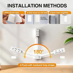 UK Standard Outlet Electrical Outlet Extender Stick USB-A USB-C and 2 AC Outlets Extends 17"-27" Rotates 180° Power <b>Socket</b> - Product Image 4