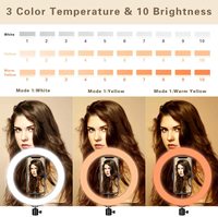 Éclairage ring light à led avec trépied de 10 pouces, alimenté par batterie, lumière pour selfie, vidéo