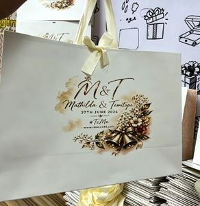 ถุงกระดาษช้อปปิ้งพิมพ์โลโก้ตามสั่ง ใช้ซ้ำได้ ถุงของชำร่วยงานแต่งงาน - Product Image 2