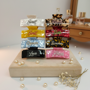 Pinces à <span class=keywords><strong>cheveux</strong></span> en acétate personnalisées avec logo en <span class=keywords><strong>strass</strong></span> coloré, certifiées BSCI et GRS, vente en gros pour femmes et filles - Product Image 5