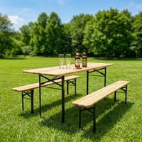 Ensemble de table et chaises pliantes de style campagnard américain en bois massif moderne avec banc pour cour et parc