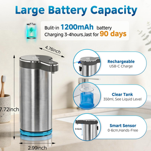 Premium Best Selling Stainless Steel Automatic Soap Dispenser Wall <b>Mount</b> Electric Sensor Liquid Soap Dispenser Home Kitchen - Product Image 4