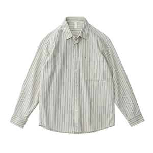<span class=keywords><strong>Camisa</strong></span> de manga larga con rayas verticales de <span class=keywords><strong>pana</strong></span> para hombre, <span class=keywords><strong>camisa</strong></span> informal holgada de color <span class=keywords><strong>beige</strong></span> Vintage para primavera - Product Image 2