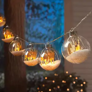 2020 New Design Outdoor Christmas Decorative PET Ornament Globe LED Tree Ball Light String with deer/snowflake For Holiday Decor