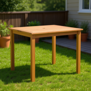 Solid Acacia Wood Patio <b>Table</b> 34.6x34.6x29.1 Outdoor Furniture Durable Rustic Design - Product Image 2