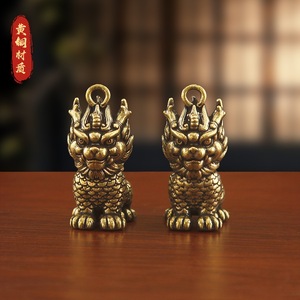 1 pièce Nouveau Pendentif Licorne Qilin Créatif en Laiton, Créature <span class=keywords><strong>Divine</strong></span>, Accessoires pour Sac Homme, Accessoires pour Clés de Voiture, Ornements Métalliques, Figurine - Product Image 2