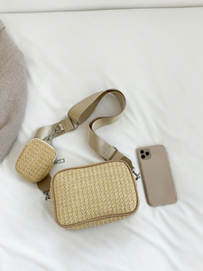 Large sangle femmes à la mode été tissé sacs à <span class=keywords><strong>main</strong></span> femme petits sacs à bandoulière ensembles avec portefeuille Mini <span class=keywords><strong>sac</strong></span> à bandoulière décontracté - Product Image 4