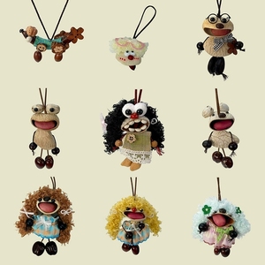 Wholesale Natural Fruit Shell Cute Character Hanging Charm Handcrafted Fabric Doll Key Pendant Wind Chime - Product Image 6