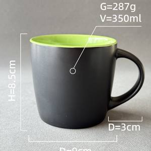 Taza <span class=keywords><strong>de</strong></span> Cerámica <span class=keywords><strong>de</strong></span> 11 oz con Interior <span class=keywords><strong>de</strong></span> Color, Superficie Mate, para Café, Leche, Té, Tazas Negras Mate, Personalizable al por Mayor - Product Image 5