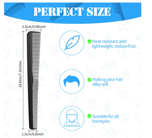 6 pezzi Cono In Fibra di Carbonio Parrucchiere Fine Largo del Dente Resistente Al Calore Si Assottiglia Barbiere Pettine - Product Image 3