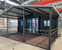 Maison préfabriquée modulaire extensible avec véranda, toit et porte coulissante en verre, villa préfabriquée portable pour ferme ou jardin