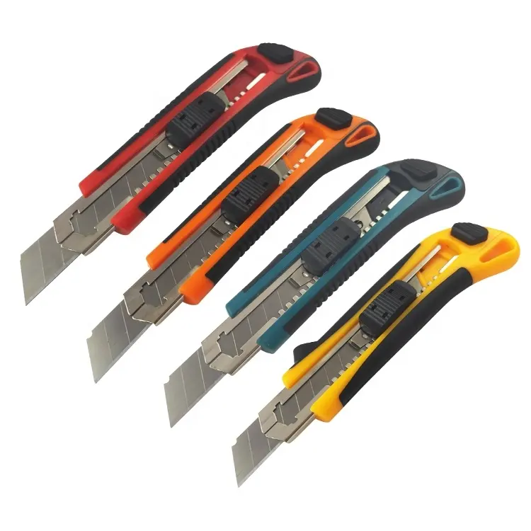 Box Cutter Knife ABS + TPR Case 18mm Retractable Utility Knife mit 3 Pcs SK5 Blade