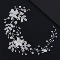 Vintage résine argile fleur fille casque à la main métal feuille femmes cheveux accessoires Imitation perle mariage casque