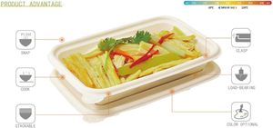 Envase de Almidón de Maíz para Llevar, Contenedor Desechable de 2, 3 y 4 Compartimentos para Comida para Llevar de Restaurante, Lonchera Cuadrada de Almidón de Maíz - Product Image 3