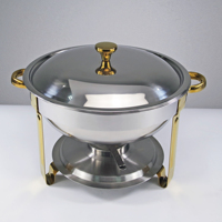 Petit réchaud alimentaire 5L argenté, mini-plat chauffant rond doré pour buffet, ensemble de matériel de buffet pour hôtels et restaurants, amovible