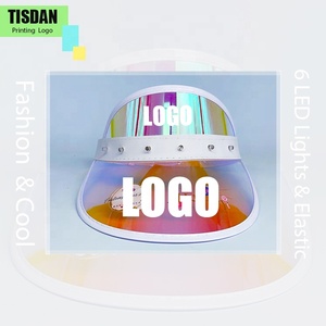 Bleu et rouge holographique irisé réglable PVC <span class=keywords><strong>pare</strong></span>-soleil LED lumières impression Logo pour adultes unisexes-fête/décontracté/usage extérieur - Product Image 3